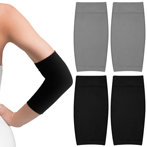 Vicenpal 2 pares de mangas para cubrir tatuajes para antebrazo, para mujeres y hombres, cubierta de compresión para la parte superior del brazo Negro