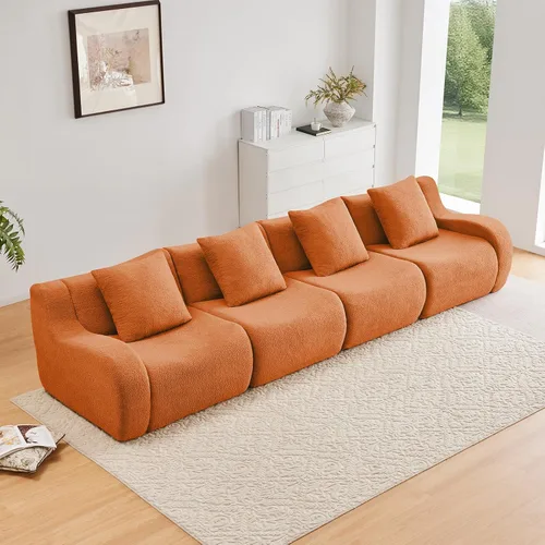 Miniatura 14 de Otomana de tela de peluche negra, moderno reposapiés modular sin hueso en una caja para sala de estar, cómodo diseño de asiento profundo,