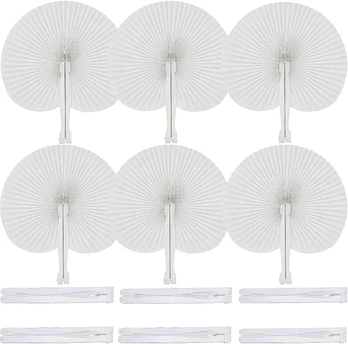 Miniatura 14 de 60 abanicos de papel blanco, abanicos plegables de mano para mujeres, abanicos de mano plegables decorativos de corazón para bodas, novias, Corazón