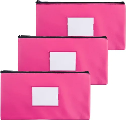 Miniatura 10 de Bolsas de dinero negras con cremallera para dinero en efectivo, 11.25 x 6.25 pulgadas, paquete de 3, bolsas de depósito bancario, bolsas de dinero