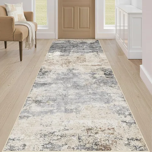 Miniatura 137 de Alfombra de pasillo lavable para cocina: 3 x 10 pies, antideslizante, abstracto, suave, moderno, resistente a las manchas, para interiores, piso
