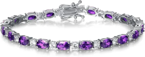 FANCIME Birthstone Bracelets Sterling Silver Tennis Bracelets Charm Fine Jewelry Birthday Gifts for Women Mom Daughter 7