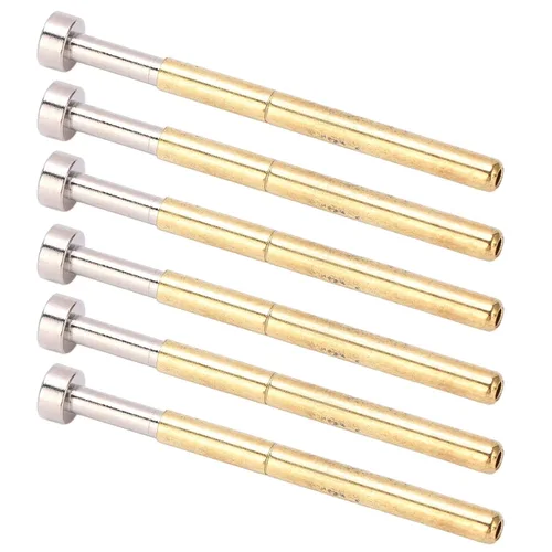Miniatura 7 de 100pcs PCB Prueba Pogo Pin Latón Cabeza Plana Resorte Prueba Sonda 2.36mm/0.1in Tubo Diámetro 34mm/1.3in Longitud