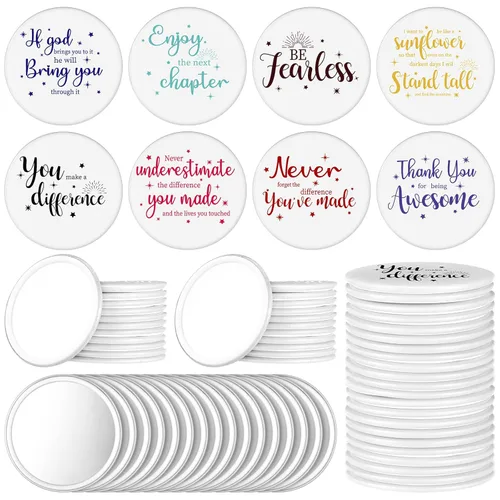 Miniatura 10 de Kigley 24 piezas de CNA Week Gifts - Espejo compacto inspirador para mujer, espejo de bolso de 2.8 pulgadas, regalo motivacional positivo de oficina