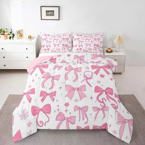 Miniatura 47 de Feelyou Juego de edredón de castillo rosa para niños, tamaño individual, juego de ropa de cama de princesa para niños y niñas, inserto de edredón