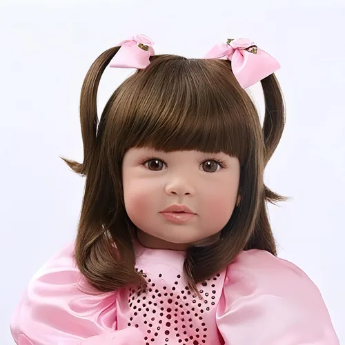 Miniatura 3 de iCradle Muñeca de bebé Reborn de 24 pulgadas y 23.6 in de cuerpo suave de vinilo realista muñeca de bebé princesa de pelo largo realista muñeca bebé