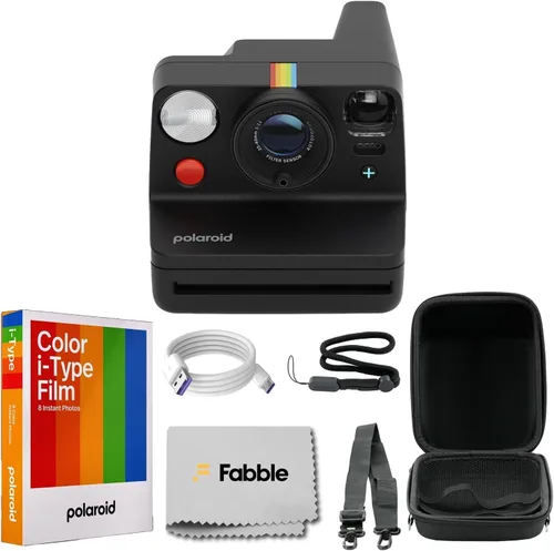 Polaroid Now+ Generación 3 I-Type Cámara de Película Instantánea (Negro) Paquete con Película Polaroid Color I-Type (8 Exposiciones), Estuche