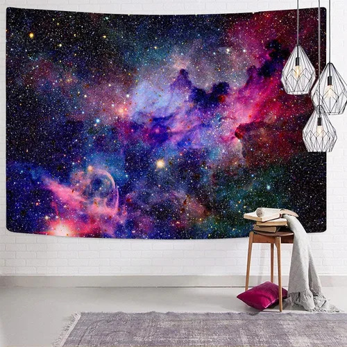 Miniatura 4 de KYKU Tapiz de galaxia para colgar en la pared, tapiz morado del espacio exterior, tapiz de universo nebuloso trippy para dormitorio, sala de estar