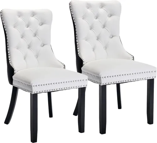 Miniatura 59 de Silla de comedor copetuda moderna de terciopelo para comedor, sillas de comedor tapizadas con remache de clavo, anillo trasero para cocina, comedor