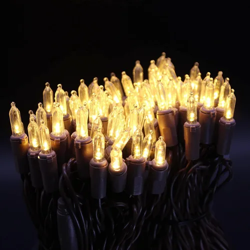 Miniatura 4 de 150 unidades de luces de Navidad LED mini de color blanco cálido, 50 pies de cable marrón, con certificación UL, conectables, luces de Navidad