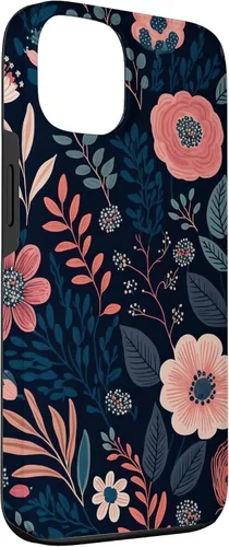 Miniatura 3 de Boho Navy Blue and Pink Floral Botanical Pattern Flower Art Case for iPhone 17