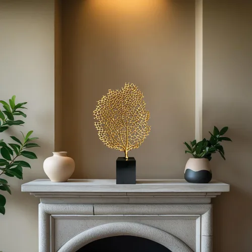 Miniatura 4 de Decozen Escultura de coral de resina para decoración del hogar, acabado dorado para consola de temporada, estante de mesa en habitación, dormitorio