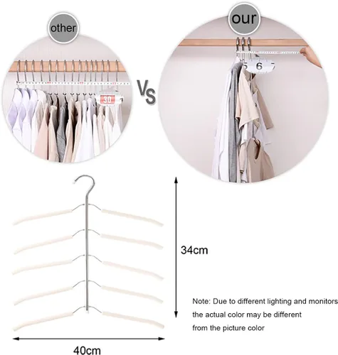 Miniatura 5 de Colgadores de ropa de varias capas para blusas, 3 unidades, 5 en 1, antideslizantes, ahorradores de espacio, organizador de armario, perchas