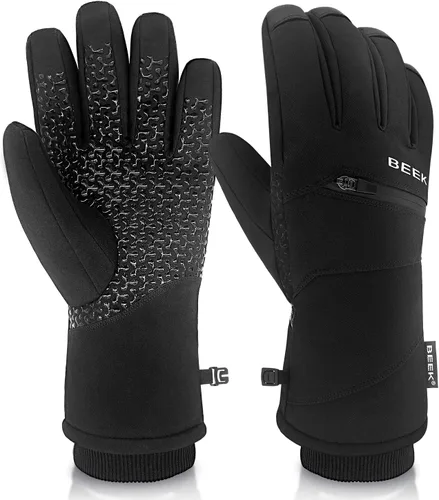 BEEK Guantes de invierno impermeables, guantes cálidos para pantalla táctil, guantes antideslizantes para clima frío para hombres y mujeres, guantes