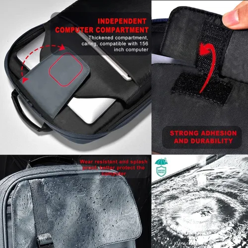 Miniatura 2 de Mochila para laptop delgada y expandible de 15.6 pulgadas, mochila para computadora resistente al agua, antirrobo, mochila de viaje para hombres