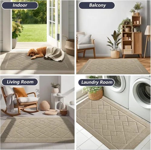 Miniatura 7 de REFETONE Dirt Trapper Tapete para Puerta de 20" x 32", Tapete Lavable para Interiores con Respaldo de Goma Antideslizante, Resistente a la Suciedad