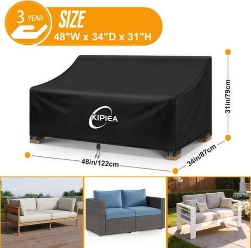 Miniatura 2 de Kipiea Funda para sofá de patio, funda resistente para sofá de exteriores, impermeable, para invierno, funda para muebles de patio de 2 plazas