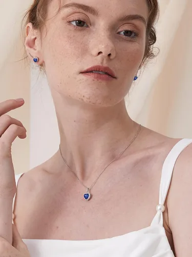 Miniatura 2 de ChicSilver Collar de plata de ley 925 con forma de corazón, redondo, pera, esmeralda y piedra natal simulada, regalo de cumpleaños para mujer