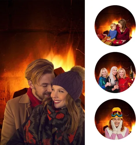 Miniatura 3 de Telón de fondo de leña ardiente de 5 x 3 pies, chimenea ardiente, fuego ardiente, bosques en llamas, fondo cálido, fotografía, invierno, camping