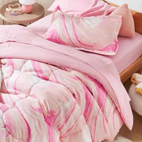 Miniatura 5 de SLEEP ZONE - Juego de edredón suave tamaño Individual para niños, 5 piezas con edredón, sábana, funda de almohada y de cojín, resistente a la Helado