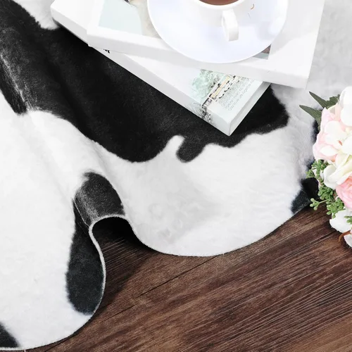 Miniatura 5 de Amylove Alfombra de piel de vaca y 2 fundas de almohada de vaca, duraderas y de gran tamaño, con estampado de piel de vaca, almohadas para sala