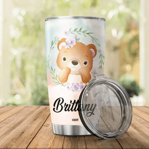 Miniatura 4 de CUBICER Vaso de café personalizado con diseño de oso y tapa aislada, regalos de Navidad para niños, mujeres y adultos, tazas de acero inoxidable