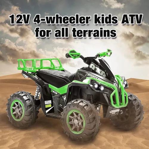 Miniatura 7 de Soar Cuatro ruedas para niños – ATV eléctrico de 4 ruedas para niños de 3 a 6 años, cuatrimoto de 12 V con luces LED, música, velocidad alta/baja