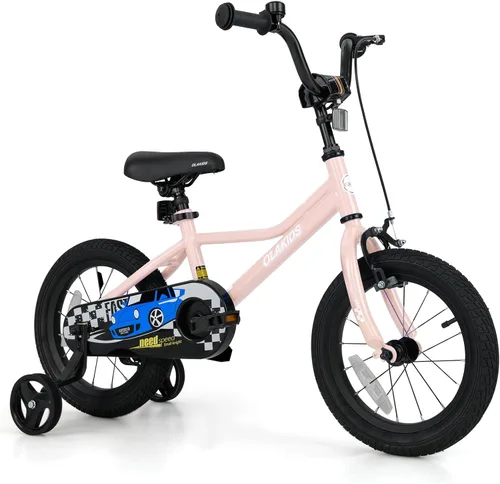 Miniatura 14 de Olakids Bicicleta para niños, 12, 14, 16, 18 pulgadas, con ruedas de entrenamiento, asiento ajustable y manillar, freno y freno de mano, bicicleta