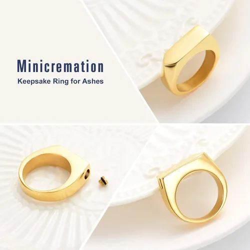 Miniatura 25 de Joyería de cremación para cenizas, geometría, estilo simple, anillo conmemorativo para cenizas, soporte para cenizas con kit de relleno, anillo