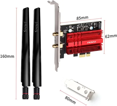 Miniatura 7 de WiFi 6E AX210 PCI-E Tarjeta de red WiFi BT5.3 160MHz Tri-Band expande WiFi a 6GHz/5GHz/2.4GHz 5400Mbps Gigabit AX210ngw PC de escritorio PCIe