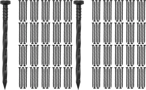Miniatura 8 de Gardzen 30 estacas de anclaje para bordes de paisaje, estacas de 6 pulgadas para barrera de malezas, valla de jardín, césped artificial, color negro