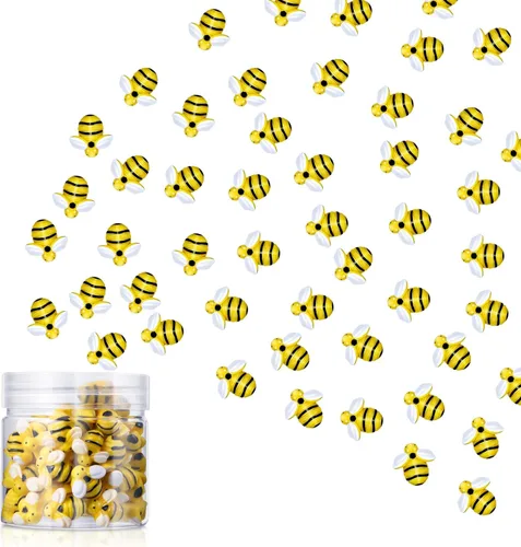 Miniatura 7 de Hicarer 45 piezas de abejas pequeñas, decoración de fiesta, decoración de fiesta, adorno en forma de abeja de resina de miel con caja