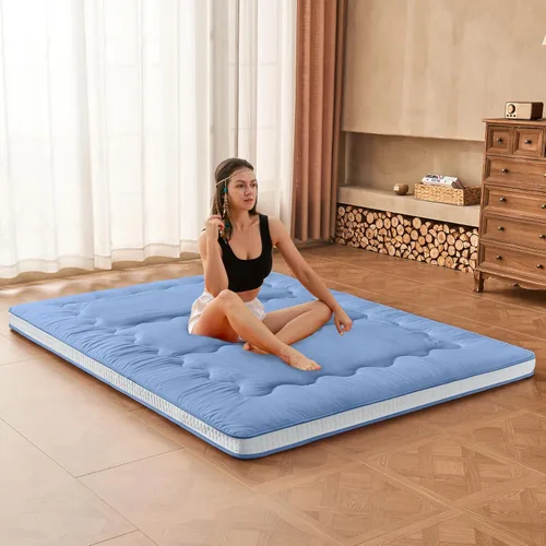 Miniatura 7 de Dr.Futon Colchón de Futón Japonés de Suelo Extra Grueso Plegable Enrollable Topper de Cama Tapete para Huésped, Tumbona y Viaje Grisoscuro