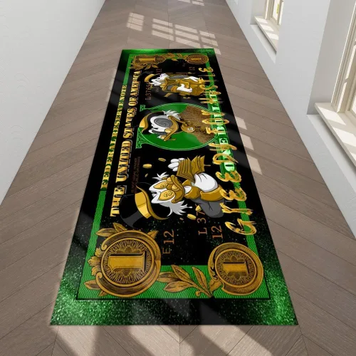 Miniatura 12 de JUST BREATHE Divertida alfombra con dinero de pato rojo de dibujos animados, billete de un dólar, alfombra de corredor negra dorada para hombres