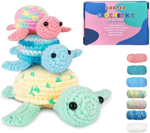 Miniatura 7 de Kaaper Kit de ganchillo para principiantes para adultos, kit de ganchillo para aprender a dinosaurios, kit de ganchillo de animales