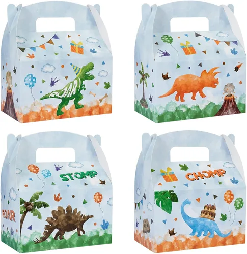 WERNNSAI Paquete de 12 Cajas de Fiesta de Dinosaurios - Decoraciones de Cumpleaños de Dinosaurios Cajas de Favor de Fiesta de Dinosaurios para Niños