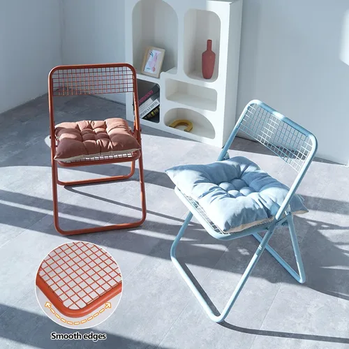 Miniatura 5 de Sillas plegables de metal, silla de comedor de malla de hierro forjado, sillas de césped plegables para bodas, fiestas, oficina, balcón, jardín