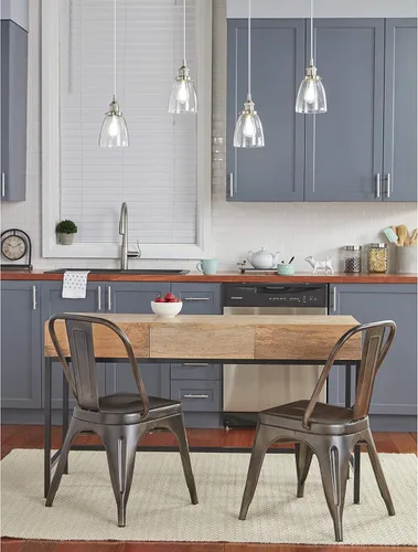 Miniatura 5 de Lámpara colgante Linea di Liara Fiorentino, estilo fábrica industrial con una pantalla de vidrio transparente, Plateado, LL-P281-LED-BN, 60.0watts