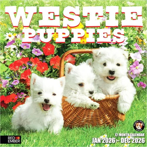 Miniatura 32 de RED EMBER Calendario de pared 2025 con diseño de cachorros de 12 meses, 12 x 24 pulgadas, abierto, papel grueso y resistente, para regalo