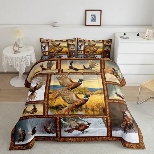 Miniatura 47 de Erosebridal Juego de ropa de cama a cuadros azul para niños, juego de cama individual con diseño de patos amarillos de dibujos animados, juego