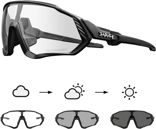 KAPVOE Gafas de ciclismo fotocromáticas para hombres y mujeres, gafas de sol para bicicleta de montaña MTB, para bicicleta de montaña Clear - K9408