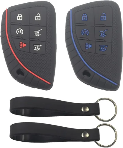 Miniatura 7 de 2 fundas para llavero con 6 botones compatibles con Chevrolet, 2 piezas negro