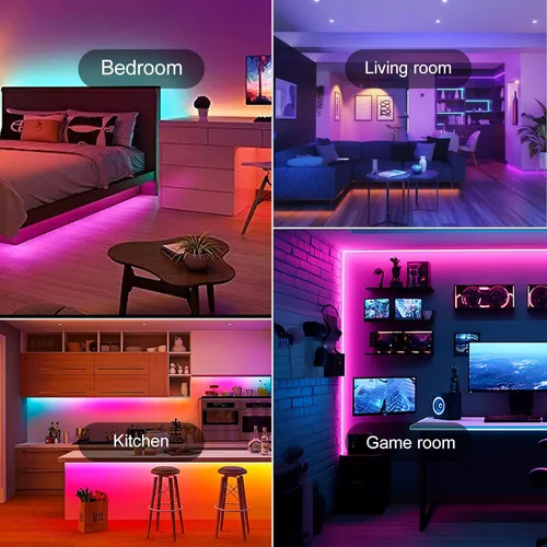 Miniatura 8 de Luces LED de 100 pies para dormitorio, con control remoto infrarrojo de 44 teclas y aplicación Bluetooth, tiras de luces LED inteligentes, tira