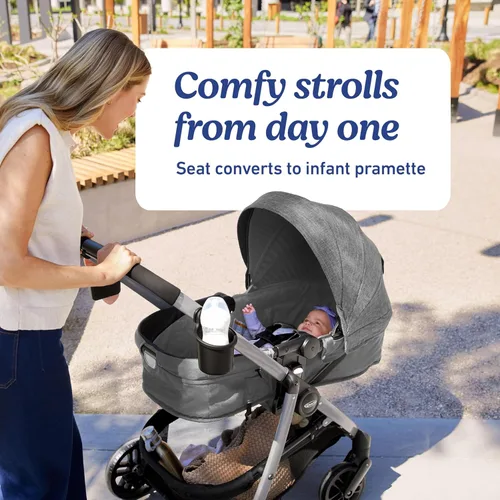 Miniatura 3 de Graco Modes Pramette 3 en 1 Sistema de Viaje, Combo de Silla de Coche y Carriola, Silla de Coche para Bebé Orientada hacia atrás, Moisés Infantil a