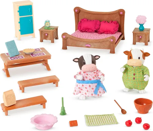 Miniatura 8 de Li'l Woodzeez – Juego de muebles para casa de muñecas – 2 figuras articulables – Juguete de casa de juegos de baño y lavandería – Juego de rol