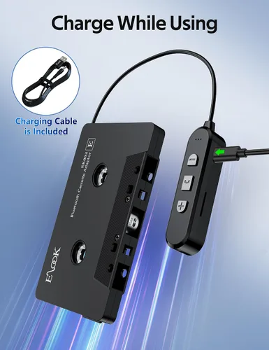 Miniatura 7 de Elook Adaptador de casete a Bluetooth para coche con soporte de tarjeta micro SD/llamada manos libres, receptor de casete Bluetooth 5.1, negro