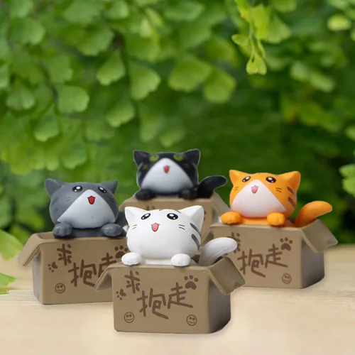 Miniatura 4 de Walbest Lindas figuras de gato para decoración de escritorio, gato en miniatura en caja de cartón, figuras de gato, caja coleccionable, figura