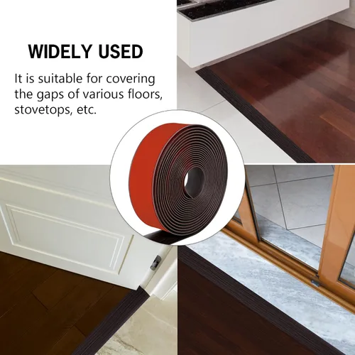 Miniatura 5 de Tira de transición de suelo de 5 pies, autoadhesiva, cubierta de vinilo, tira de transición divisora plana, diseño de grano de madera para huecos