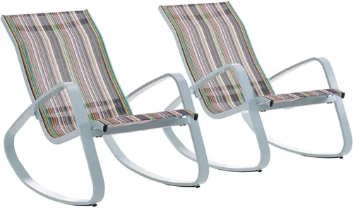 Miniatura 9 de Modway EEI-3180-WHI-WHI-SET - Juego de 2 sillas mecedoras de malla para patio al aire libre, color blanco