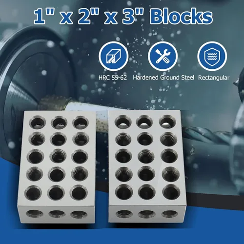 Miniatura 6 de WFLNHB 1 par a juego Precisión 1 x 2 x 3 pulgadas Bloques 23 agujeros 0.0002" Machinist 1-2-3 Set